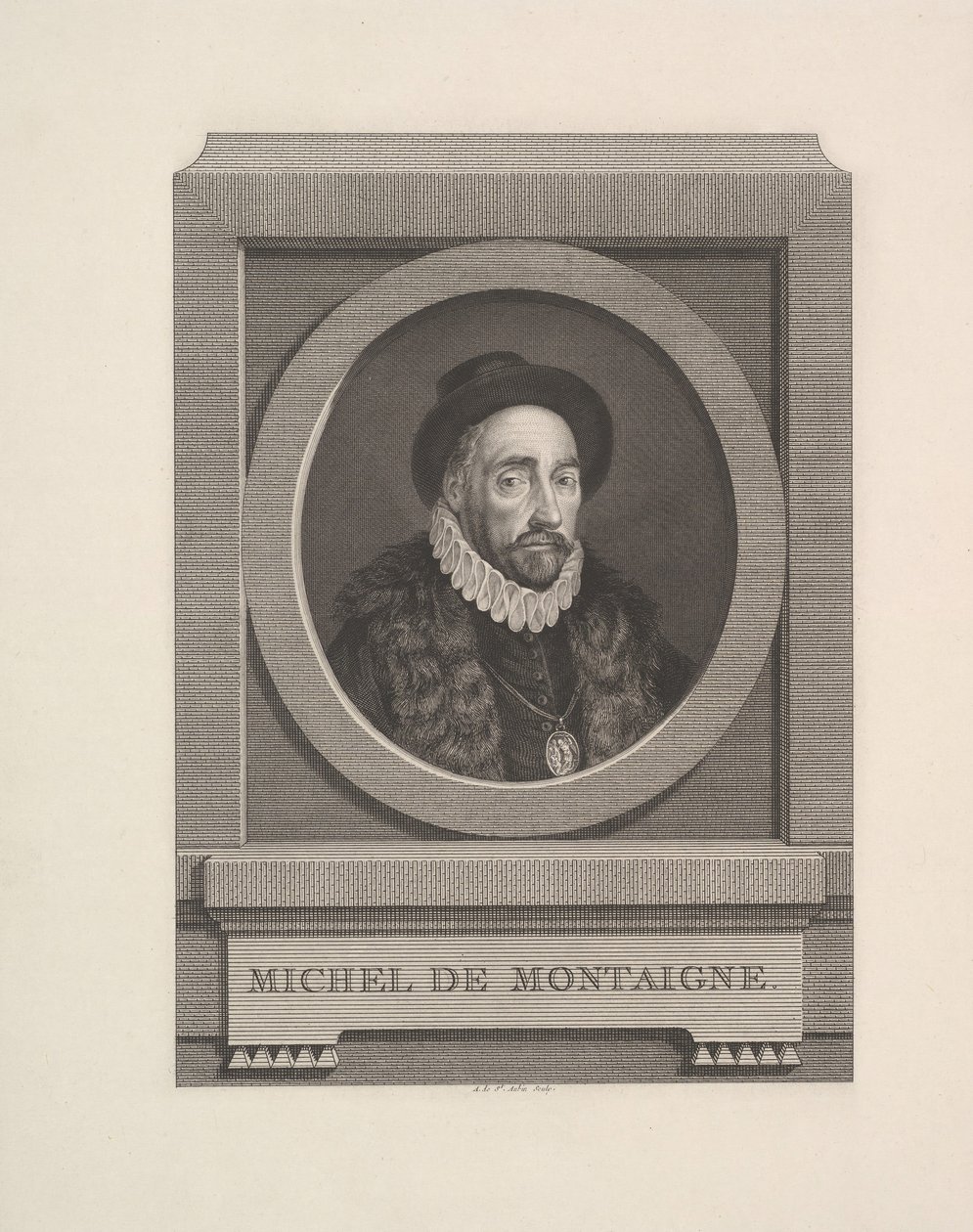 Portret Michela de Montaigne, 1774. autorstwa Augustin de Saint Aubin