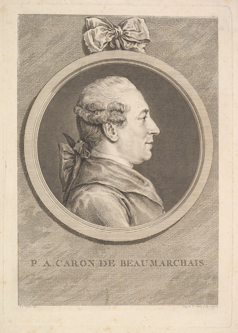Portret PA Carona de Beaumarchais, 1773. autorstwa Augustin de Saint Aubin