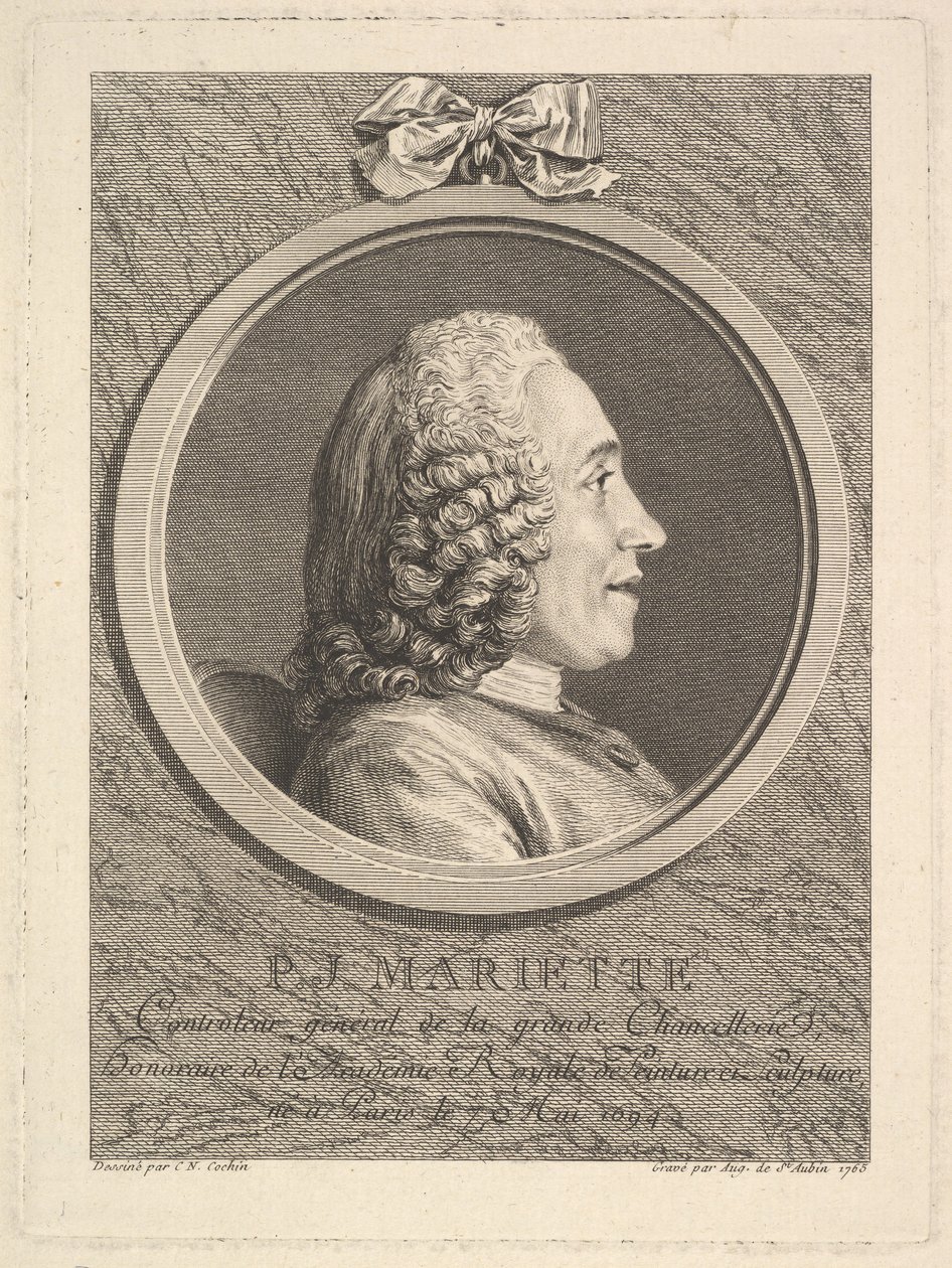 Portret Pierre-Jean Mariette, 1765. autorstwa Augustin de Saint Aubin