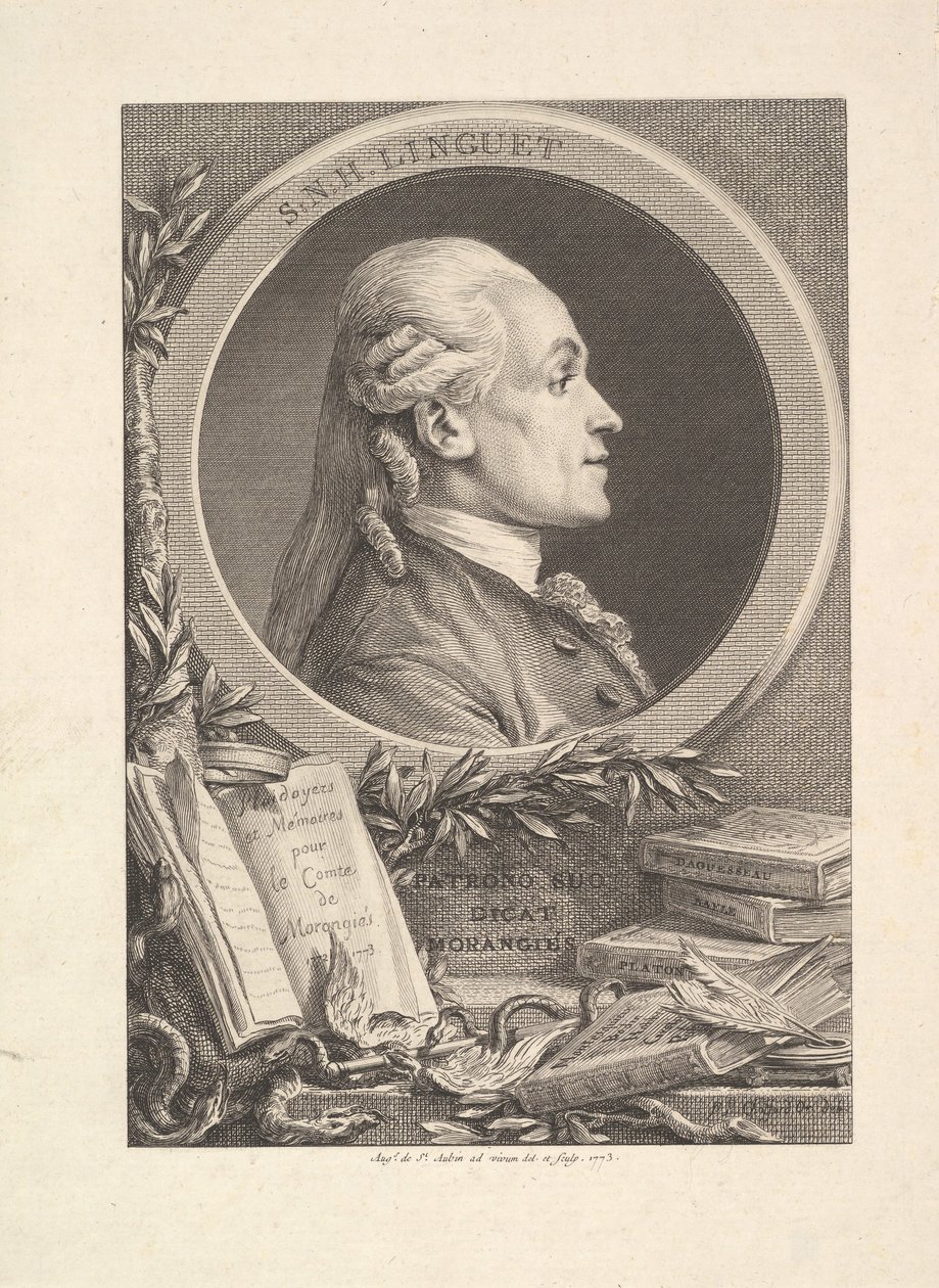 Portret Simona-Nicolasa-Henri Lingueta, 1773 autorstwa Augustin de Saint Aubin