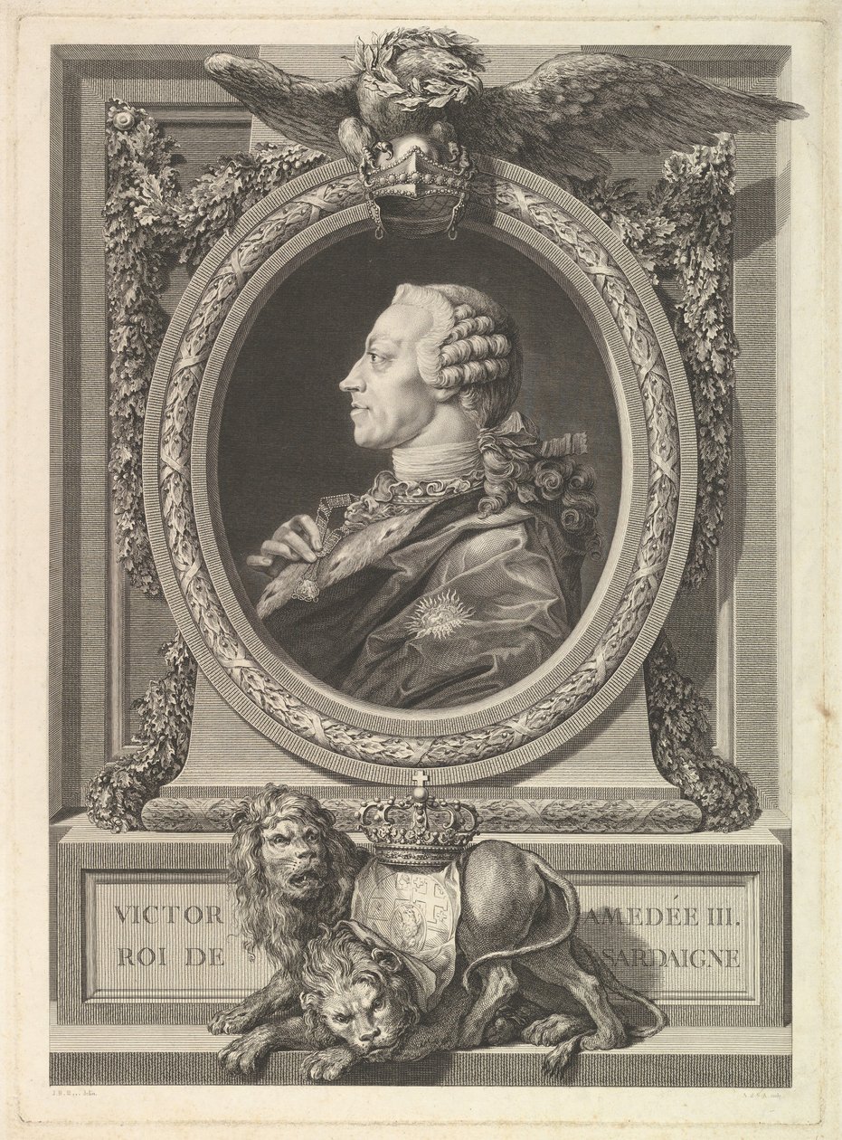 Portret Wiktora Amadeusza III, króla Sardynii, 1777. autorstwa Augustin de Saint Aubin