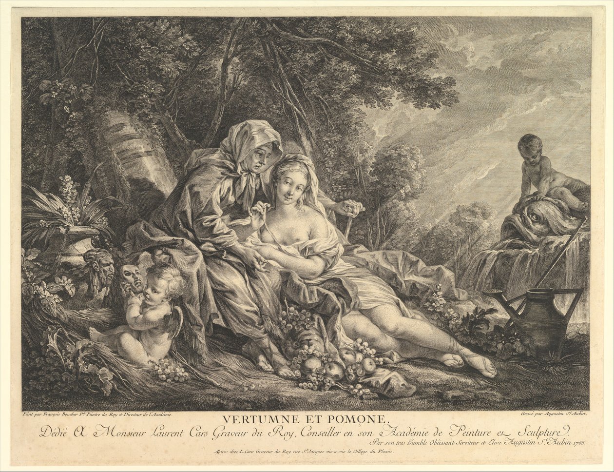 Vertumnus i Pomona, 1765. autorstwa Augustin de Saint Aubin