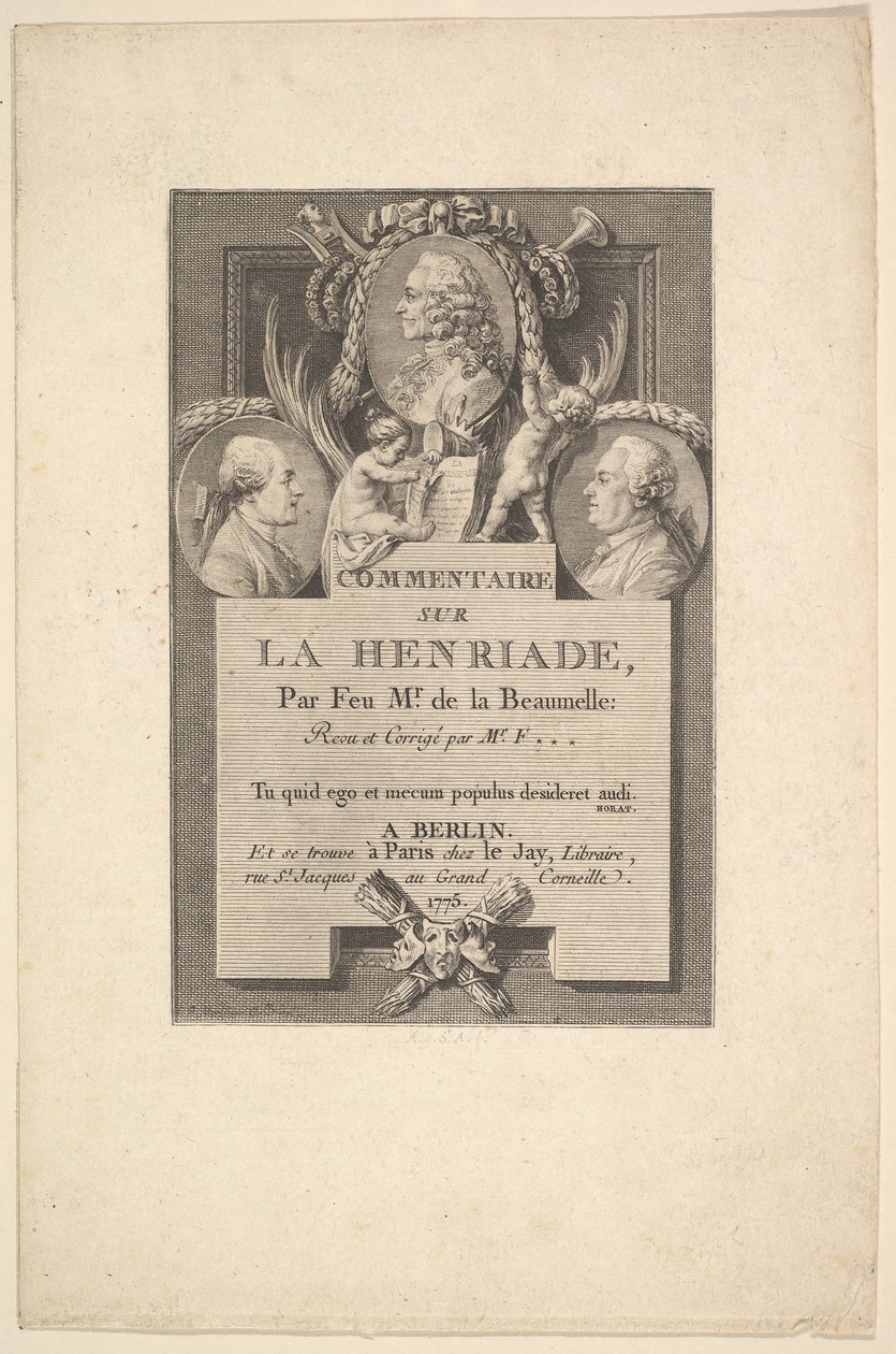Voltaire, Fréron i Beaumelle, 1775. autorstwa Augustin de Saint Aubin