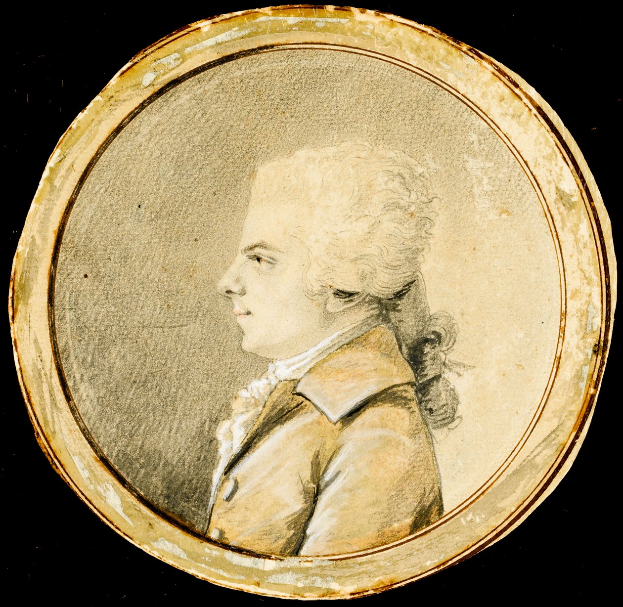 Wolfgang Amadeusz Mozart - Augustyn de Saint-Aubin (1736-1807). Sangwina, czarna kreda i biały kolor na papierze, ok. 1778. Wymiar : D 13,8 cm. Prywatna kolekcja autorstwa Augustin de Saint Aubin