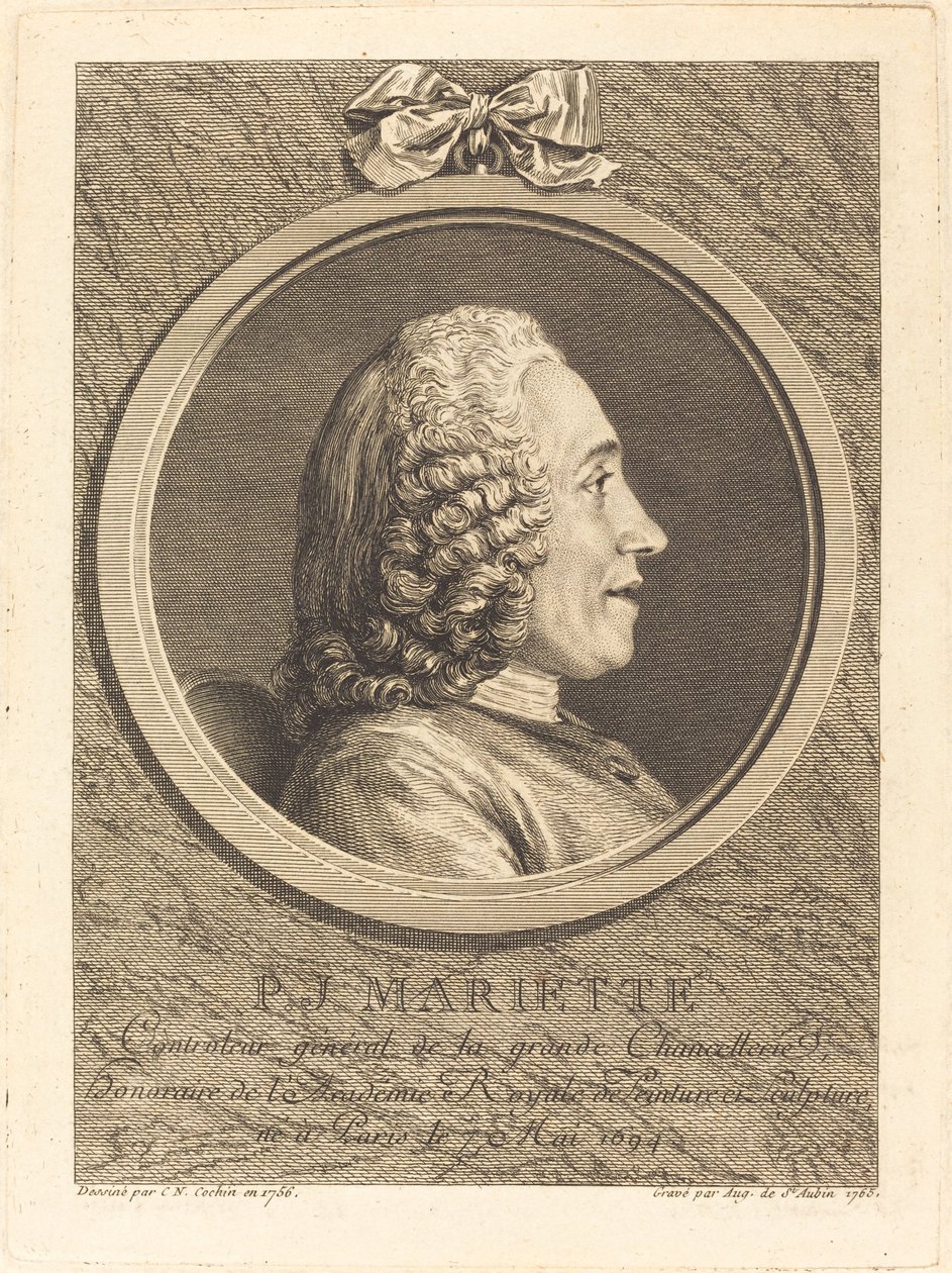 Pierre-Jean Mariette autorstwa Augustin de Saint Aubin after Charles Nicolas Cochin II