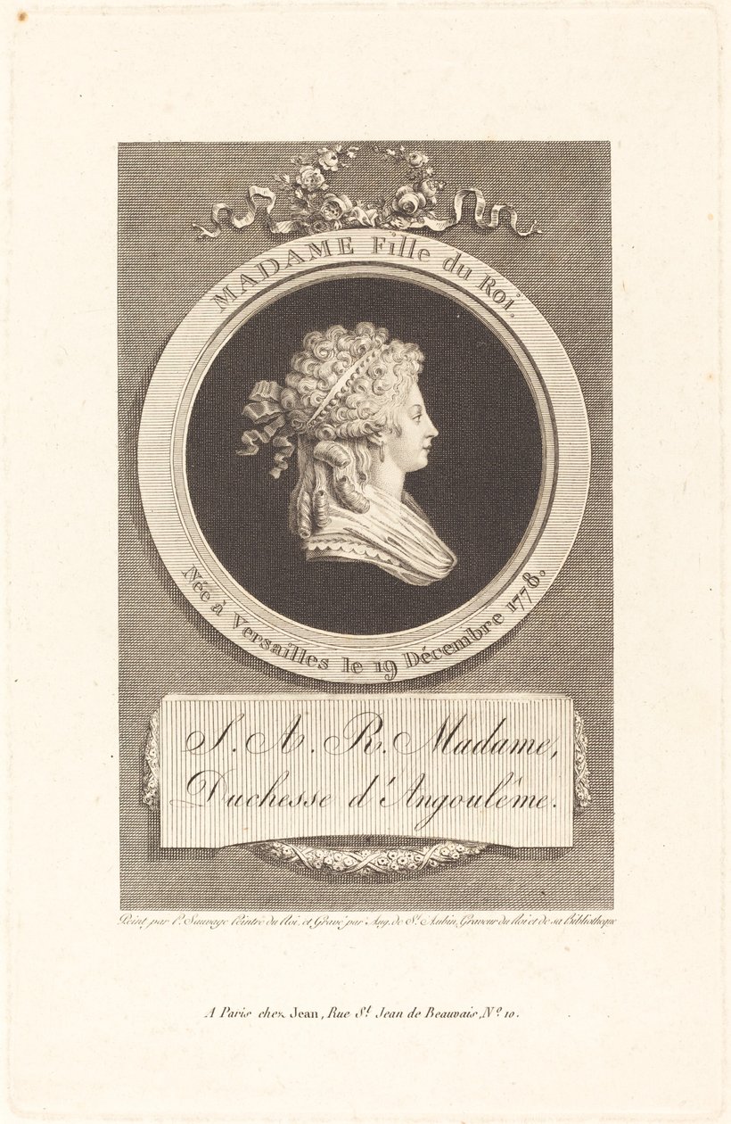 Marie-Thérèse-Charlotte, księżna Angoulême autorstwa Augustin de Saint Aubin after Piat Joseph Sauvage