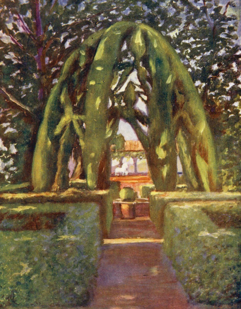 Architectura Verde, Ogrody Generalife, Granada (kolorowa litografia) autorstwa Augustine Fitzgerald