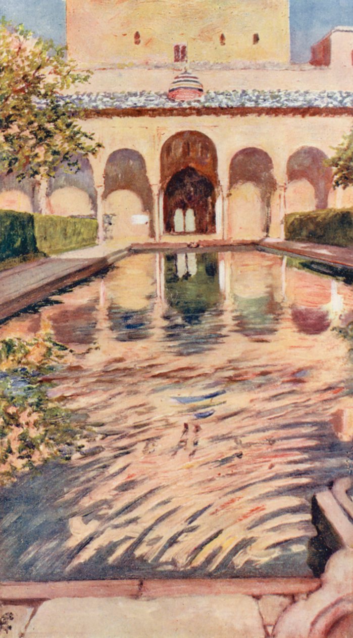 Dwór Mirtów, Alhambra (kolorowa litografia) autorstwa Augustine Fitzgerald
