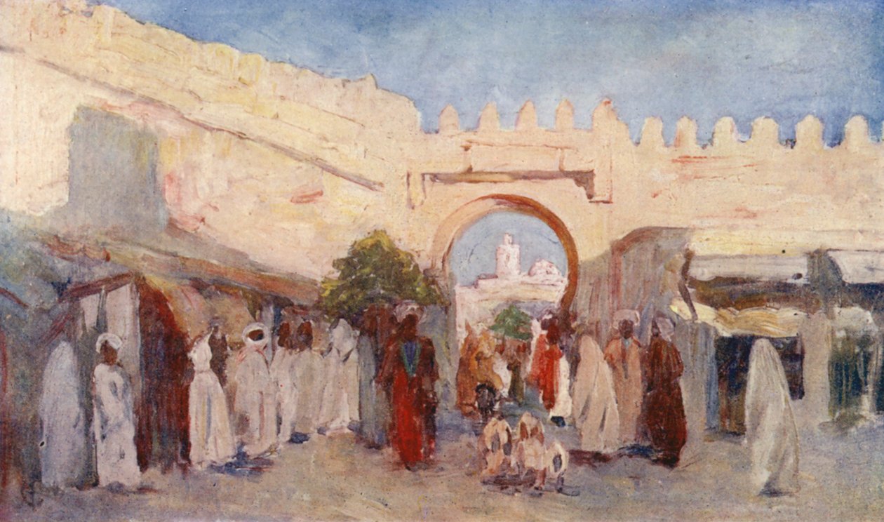 Brama miejska, Kairouan (kolorowa litografia) autorstwa Augustine Fitzgerald
