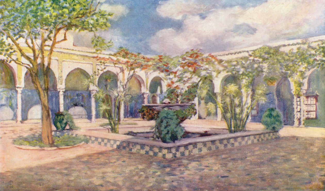Villa Djenan El Mufti, Algier (kolorowa litografia) autorstwa Augustine Fitzgerald