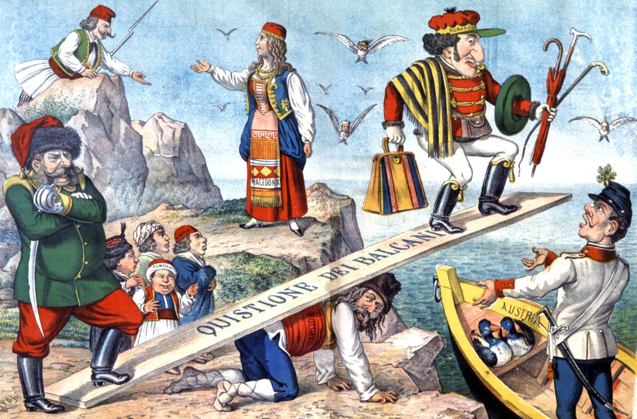 Kwestia Bałkanów, ok. 1900 r. (ilustracja) autorstwa Augusto Grossi