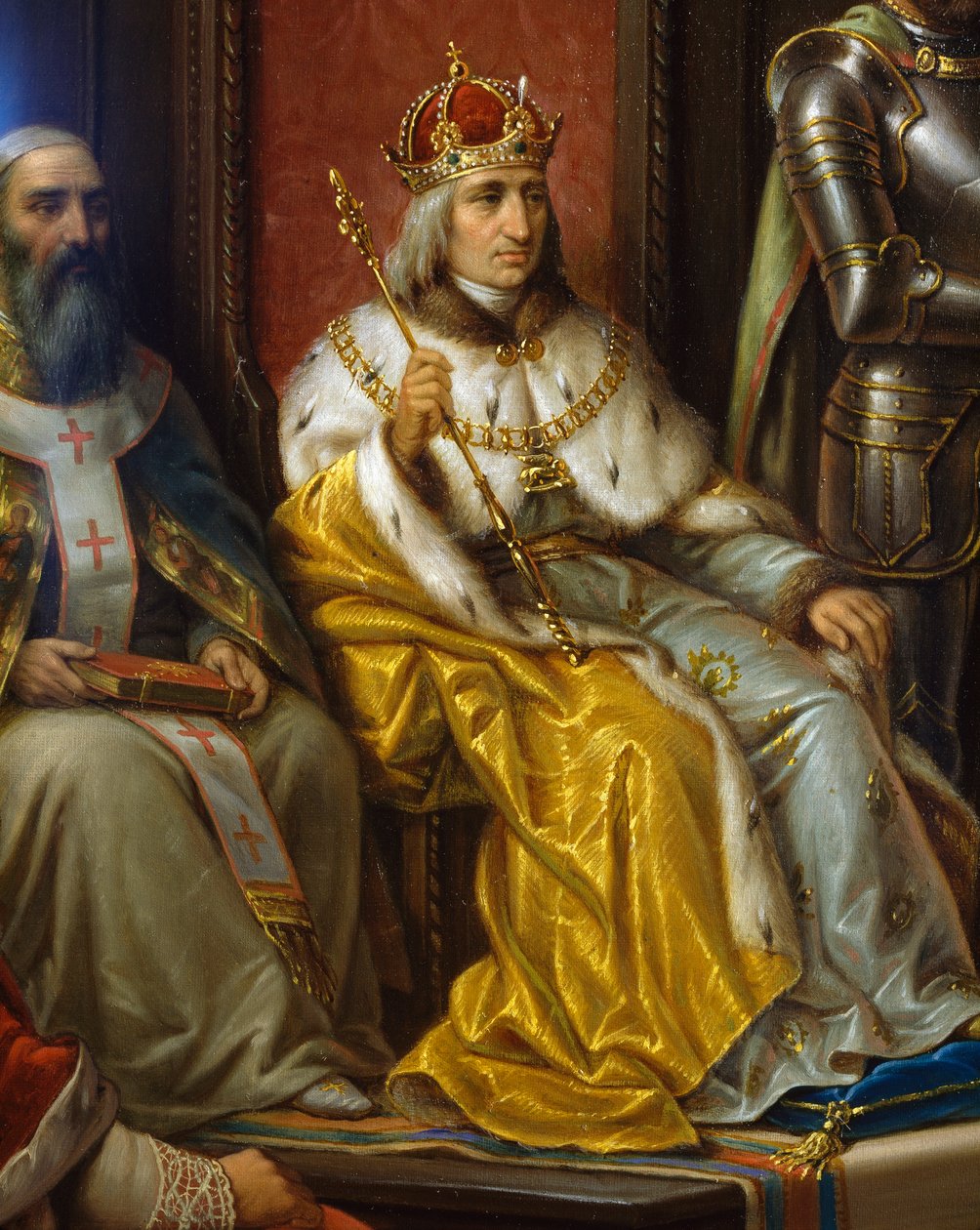 Fryderyk III, naciskany do marszu przeciwko Turkom przez triestowego poetę Raffaele Zovenzoniego, szczegół, Augusto Tominz (1818-1883) autorstwa Augusto Tominz