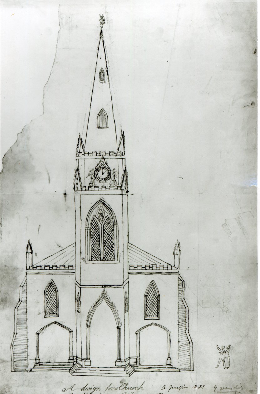 Projekt kościoła, 1821 (tusz na papierze) autorstwa Augustus Charles Pugin