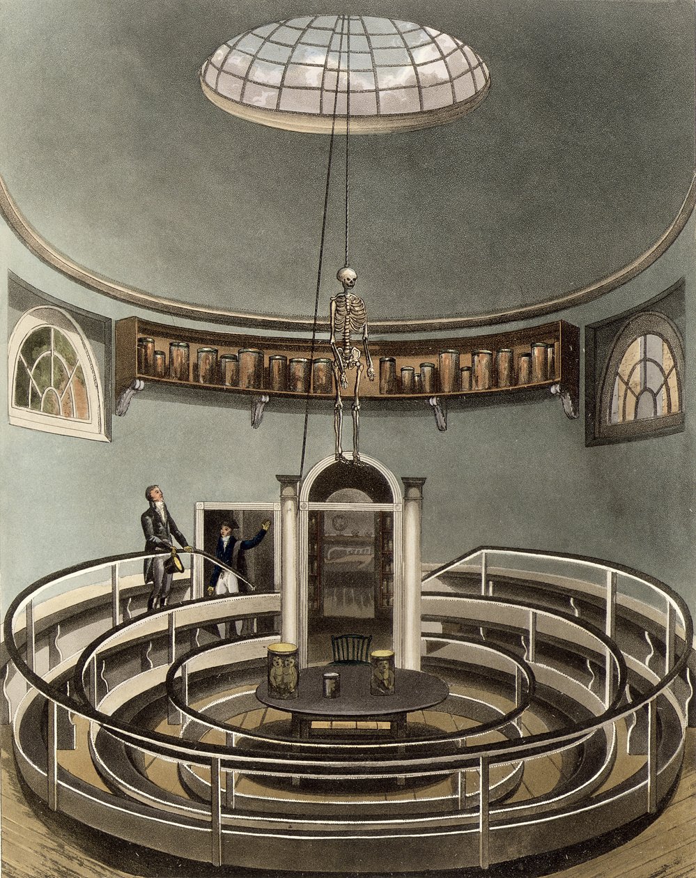 Wnętrze Teatru Anatomii, Cambridge, z „Historii Cambridge”, sztychowane przez Josepha Constantine