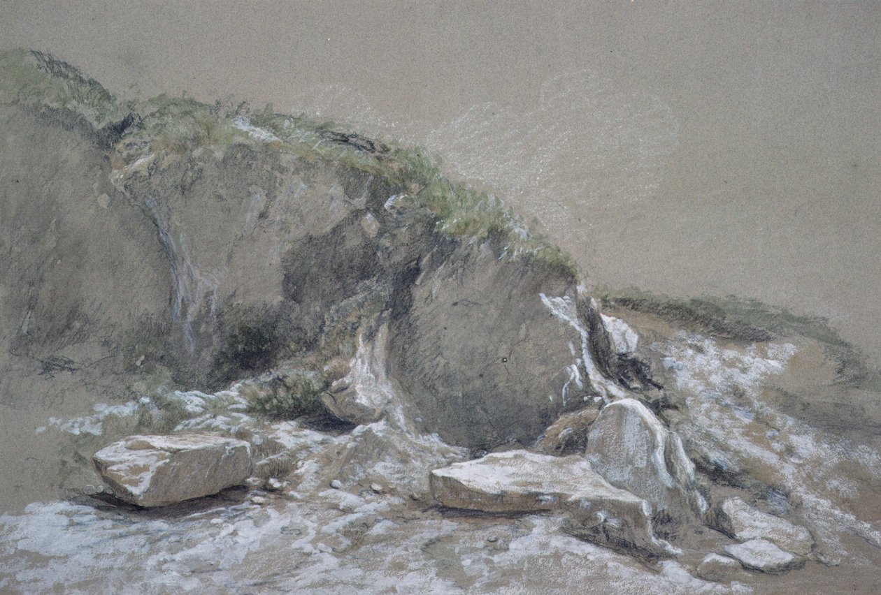 Skały i morze, Wyspa Wight, (rysunek) autorstwa Augustus Wall Callcott