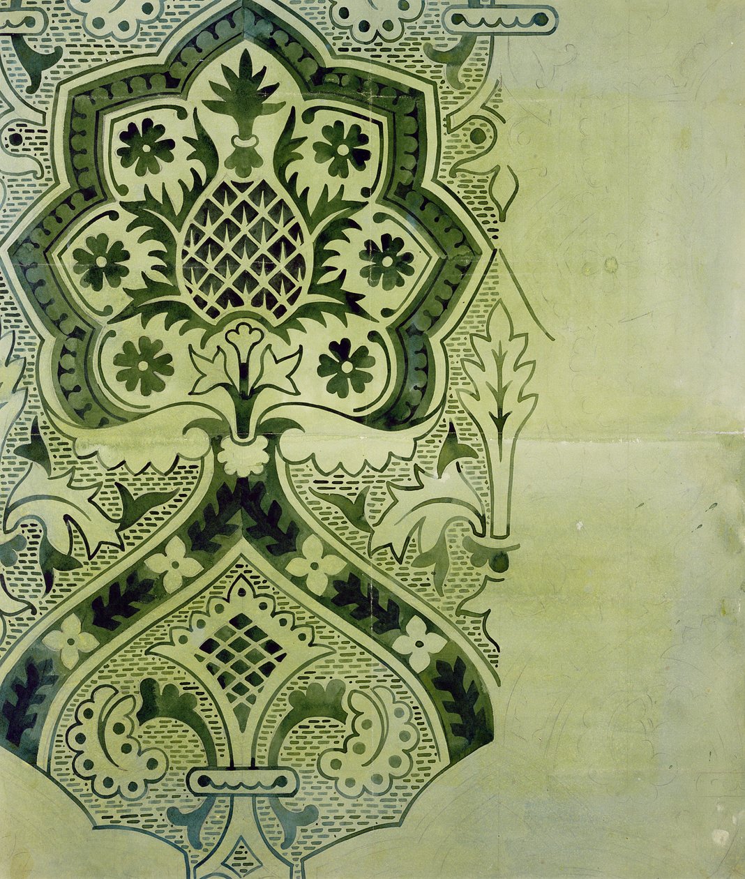 Projekt do druku tapety kościelnej (tusz na papierze) autorstwa Augustus Welby Northmore Pugin