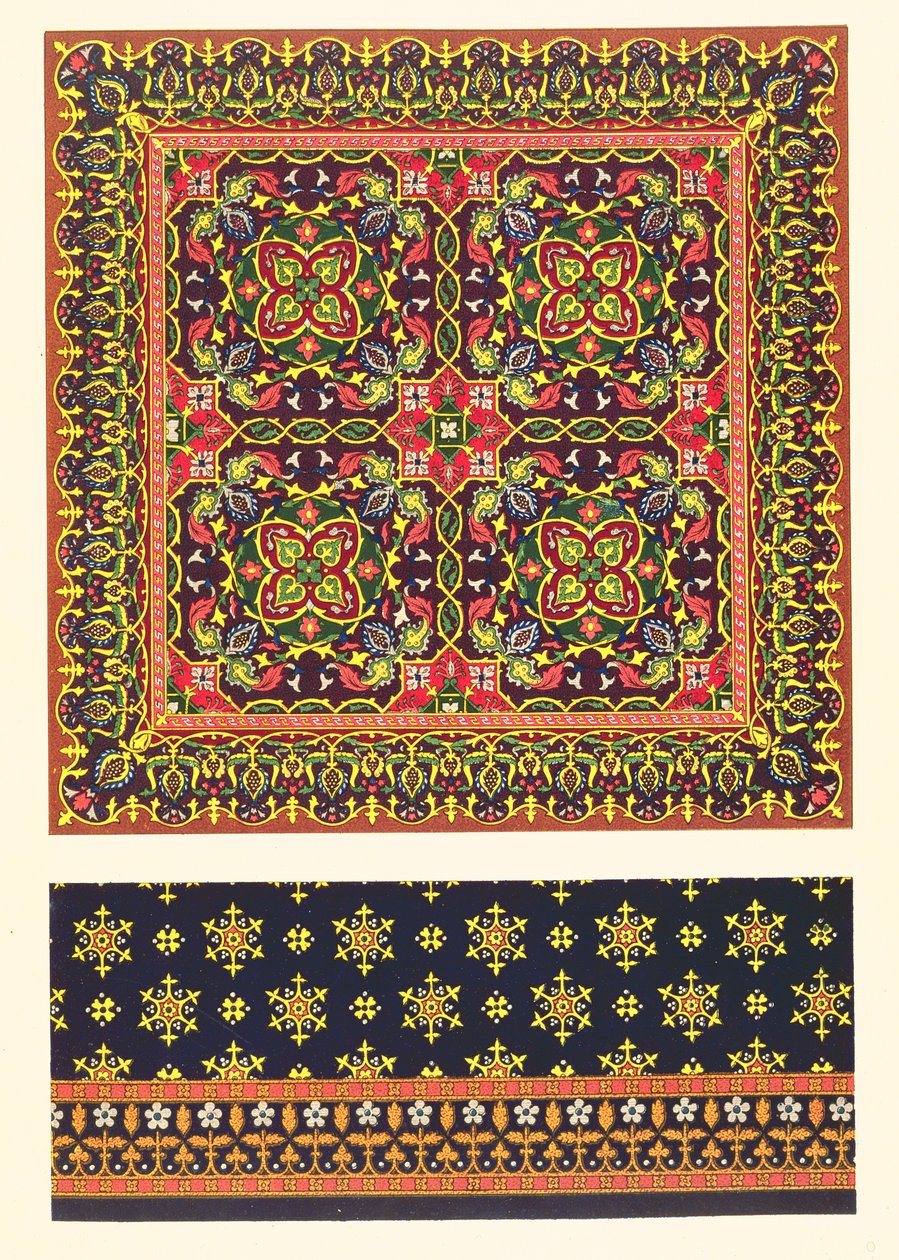 Tabliczka z wzorami dywanów, z „Industrial Arts of the Nineteenth Century”, Matthew Digby Wyatt autorstwa Augustus Welby Northmore Pugin