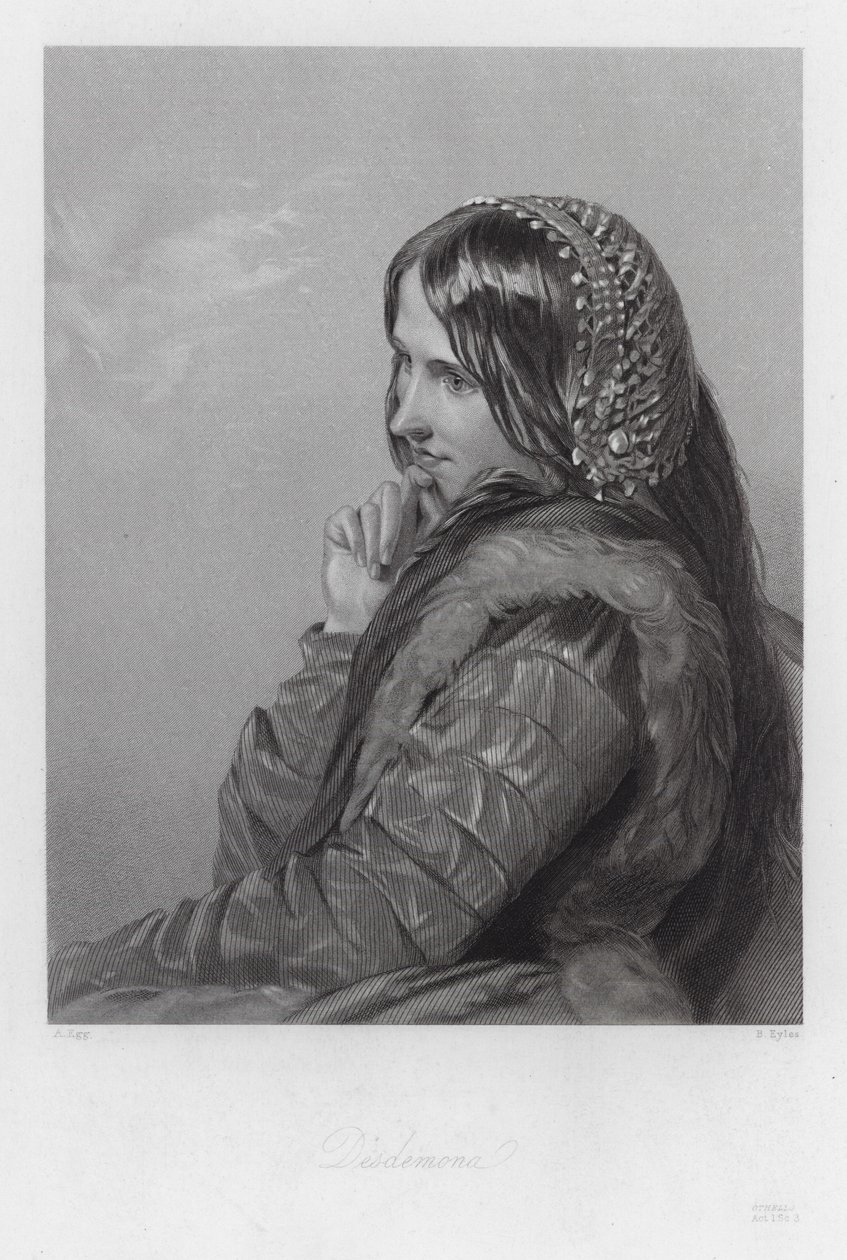 Desdemona, postać w Otellu (rycina) autorstwa Augustus (after) Egg