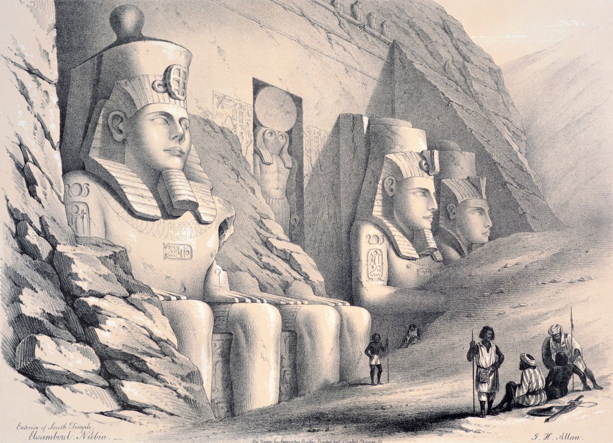 Zewnętrzna część Świątyni Południowej, Ebsamboul, Nubia, ok. 1850 autorstwa Augustus Butler