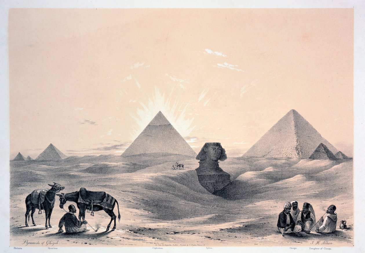 Piramidy w Gizie, 1843 autorstwa Augustus Butler