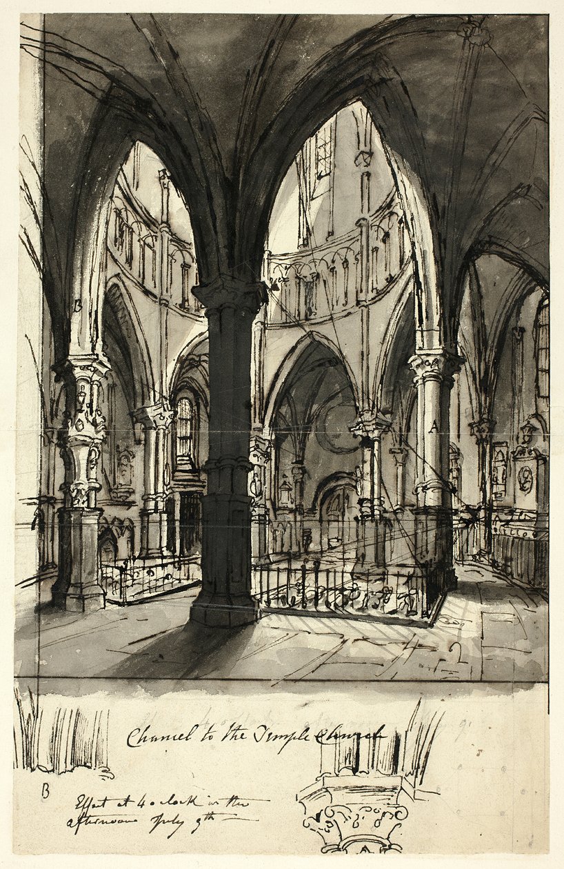 Prezbiterium kościoła świątynnego autorstwa Augustus Charles Pugin