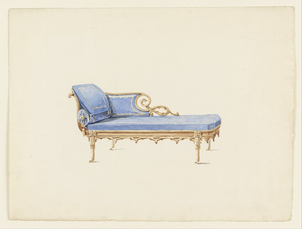 Projekt sofy w stylu gotyckiego odrodzenia autorstwa Augustus Charles Pugin