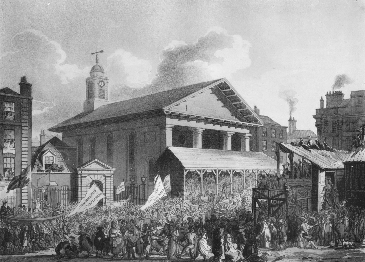 St Pauls Church, Covent Garden Market, podczas wyborów Westminster w 1808 1911 r. autorstwa Augustus Charles Pugin