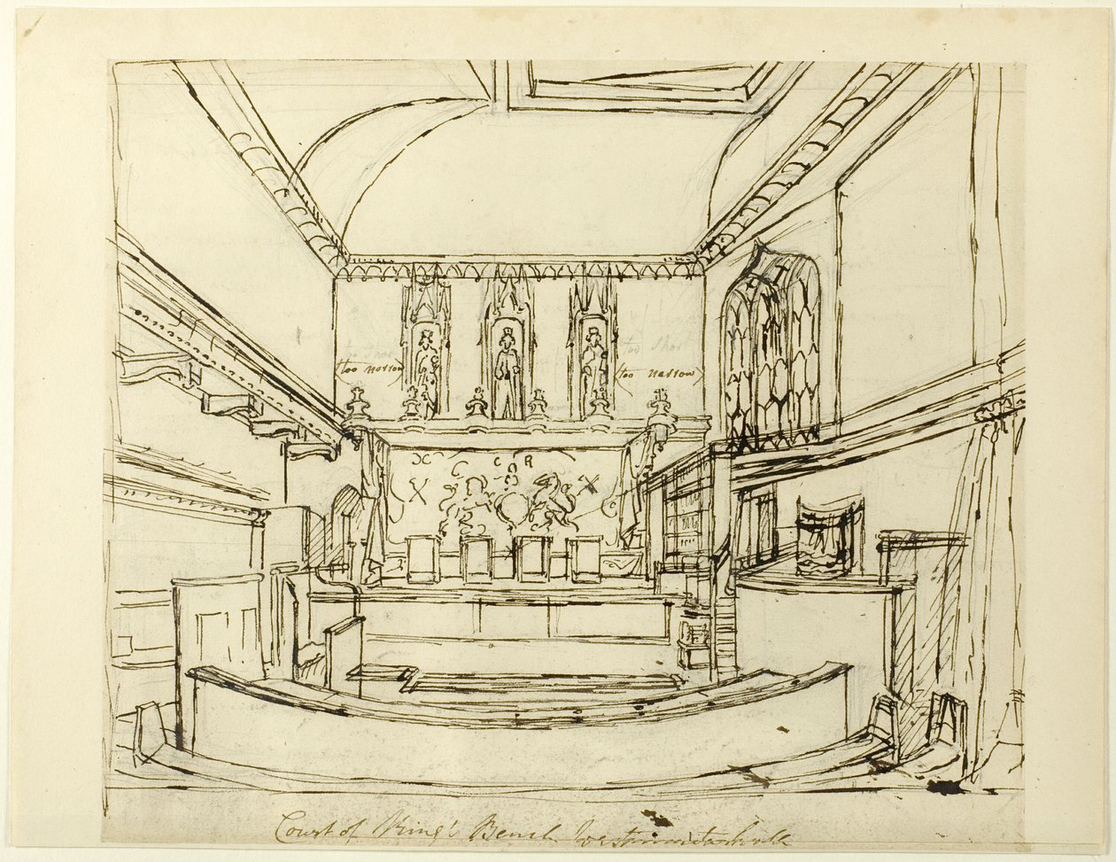 Studium Sądu Ławy Królewskiej, Westminster Hall, z Mikrokosmosu Londynu autorstwa Augustus Charles Pugin