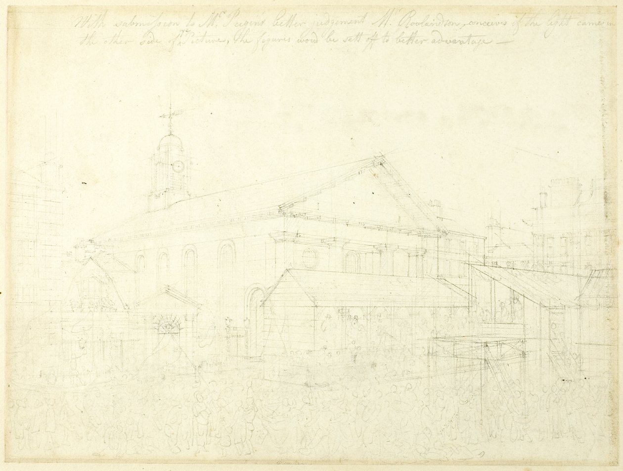 Studium dla Covent Garden Market, Westminster Election, od Microcosm of London autorstwa Augustus Charles Pugin
