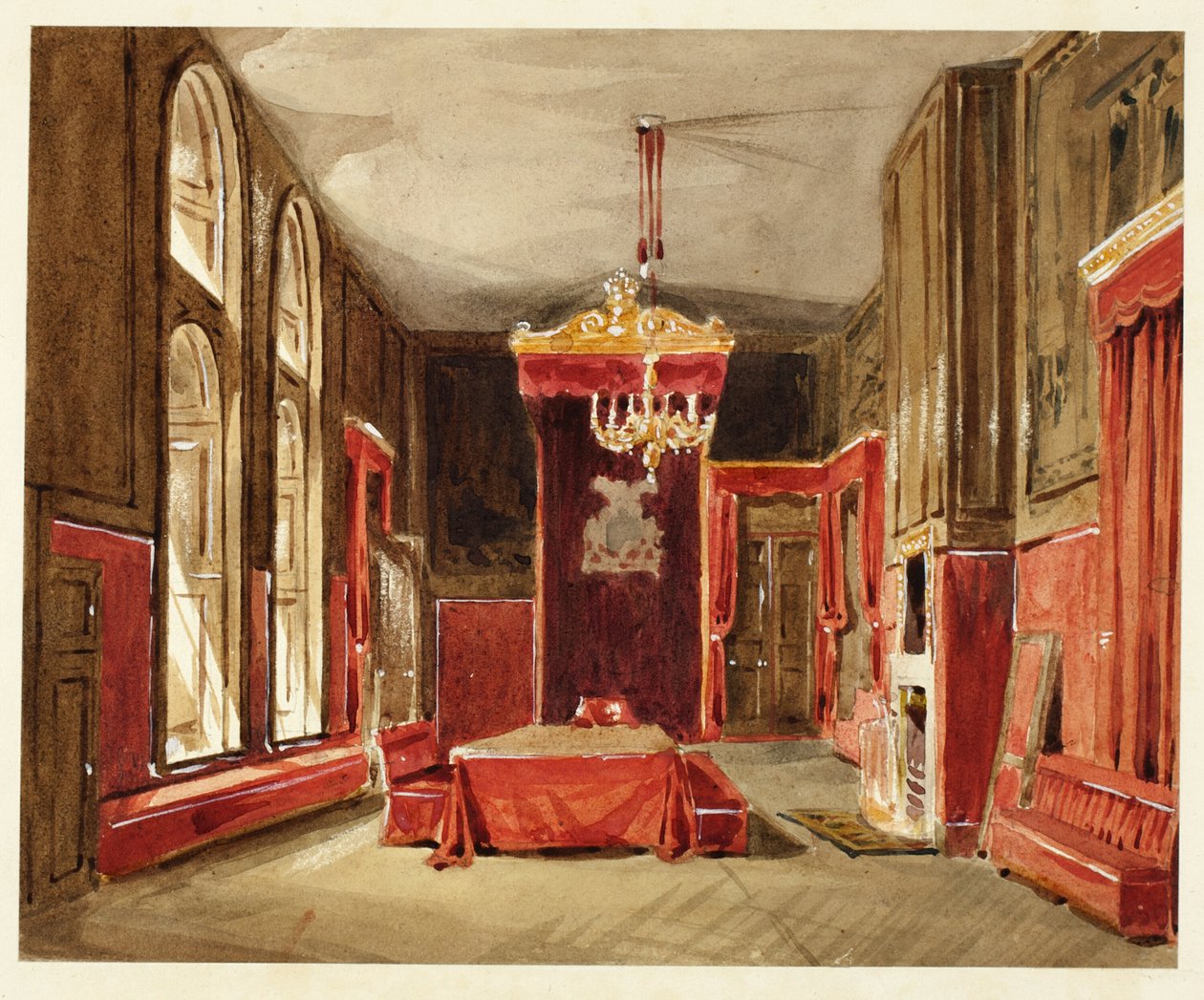 Studium do Drawing Room, St. James, z Microcosm of London autorstwa Augustus Charles Pugin