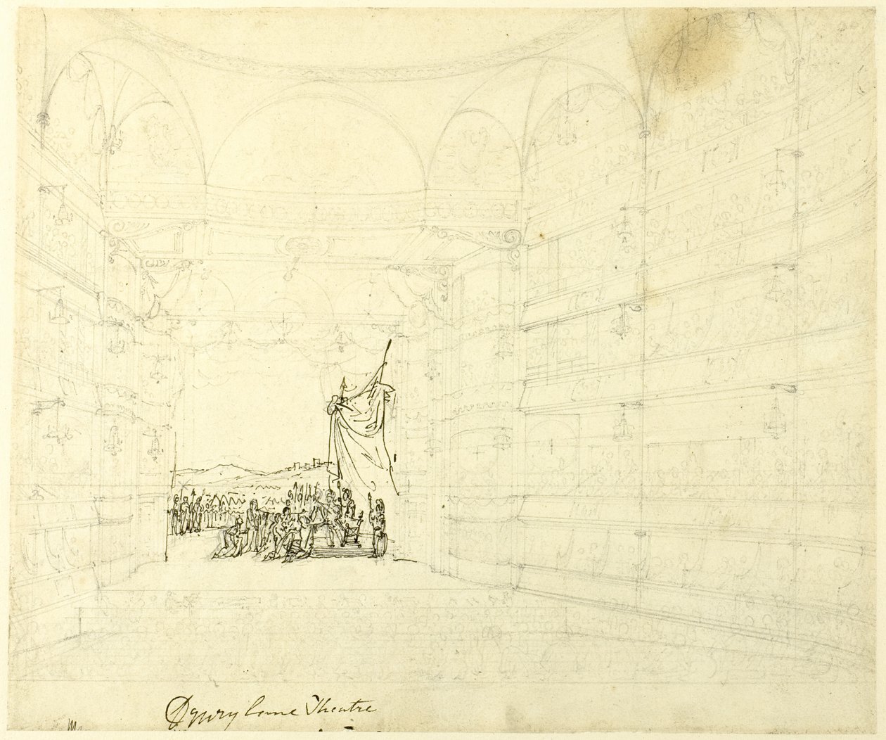 Studium dla teatru Drurylane, od Microcosm of London autorstwa Augustus Charles Pugin