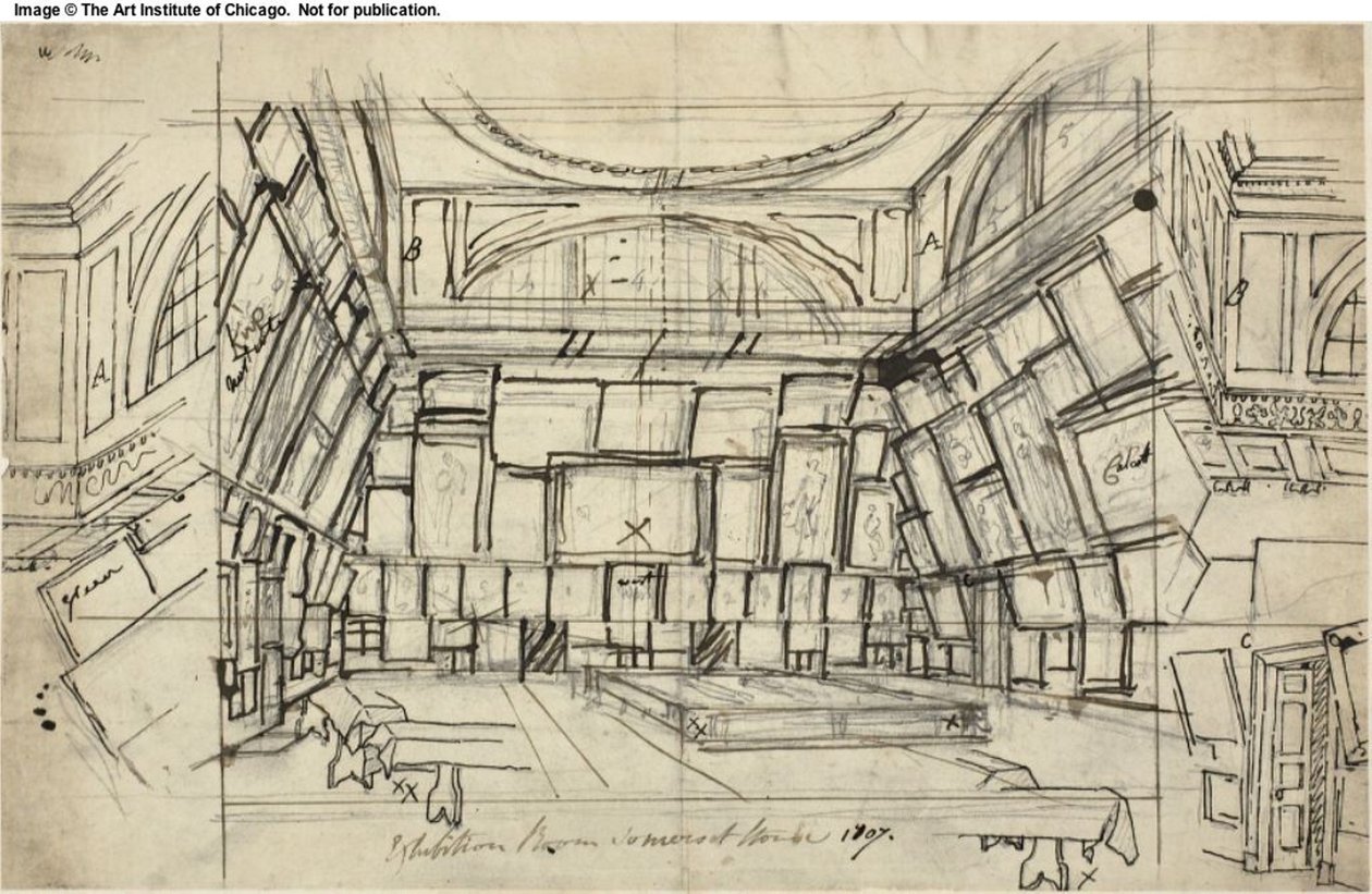 Studium do sali wystawowej, Somerset House, z Microcosm of London autorstwa Augustus Charles Pugin