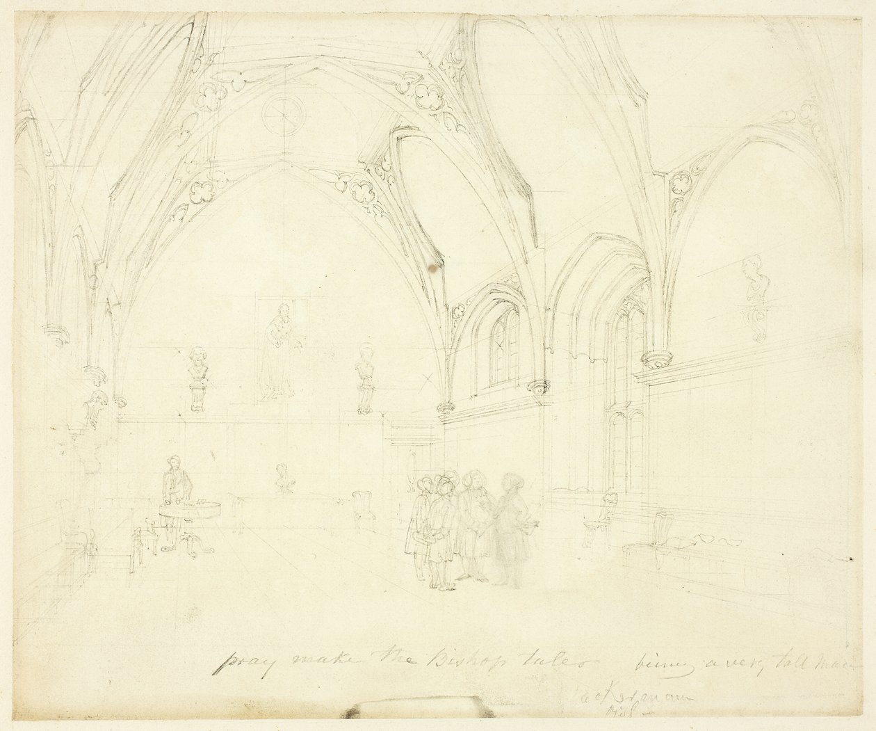 Studium dla Pałacu Lambeth, od Microcosm of London autorstwa Augustus Charles Pugin