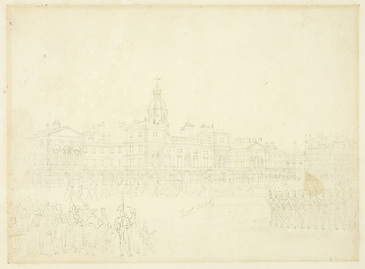Studium dla Mount Guard, St James Park, z Microcosm of London autorstwa Augustus Charles Pugin
