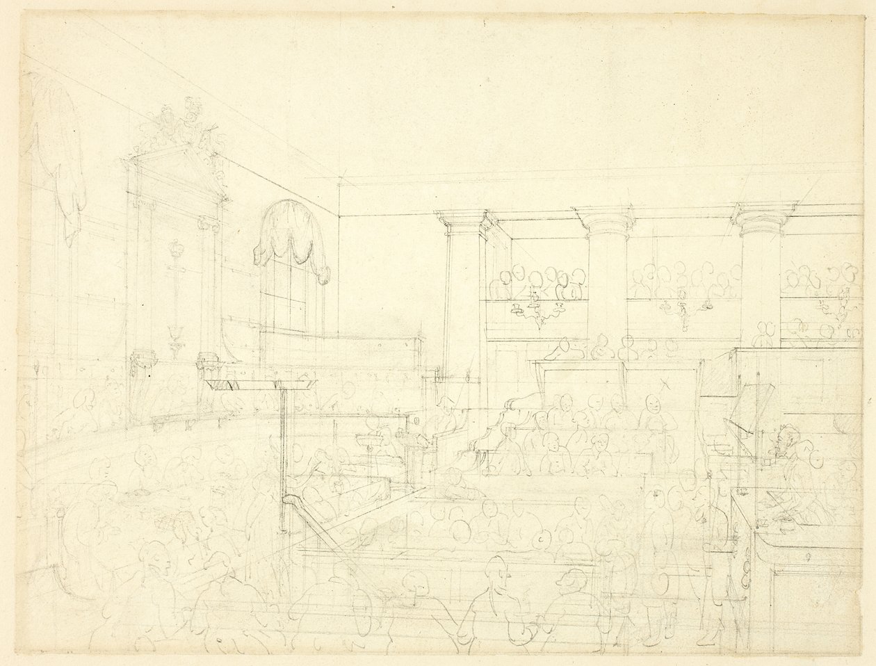 Studium dla Old Bailey, z Mikrokosmosu Londynu autorstwa Augustus Charles Pugin