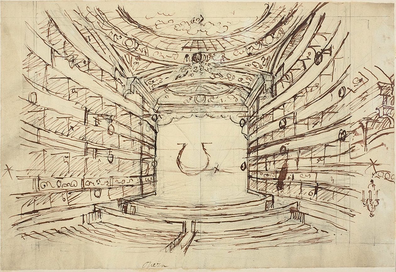 Studium dla Opery, z Microcosm of London autorstwa Augustus Charles Pugin