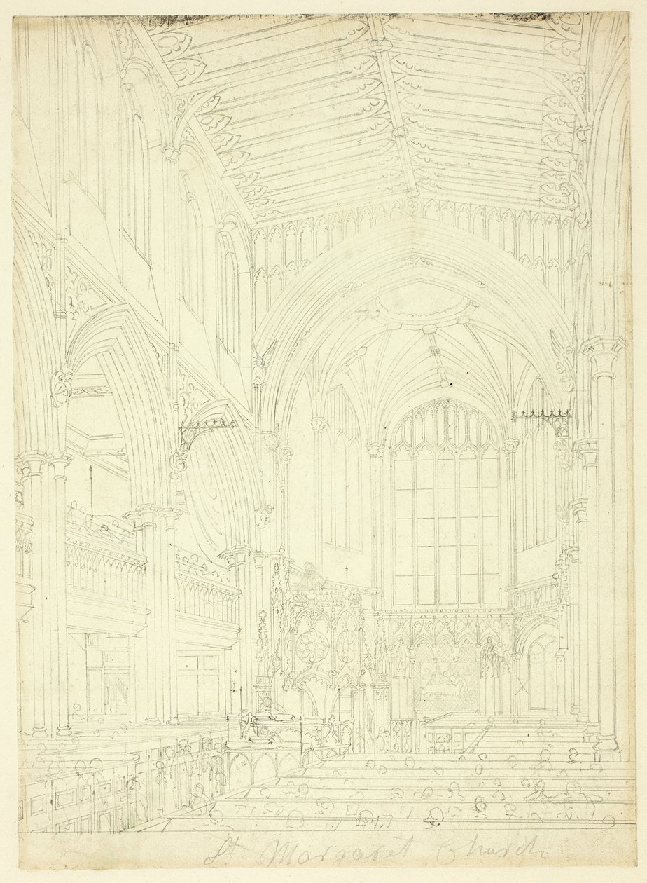 Studium dla kościoła św. Małgorzaty, z Mikrokosmosu Londynu autorstwa Augustus Charles Pugin