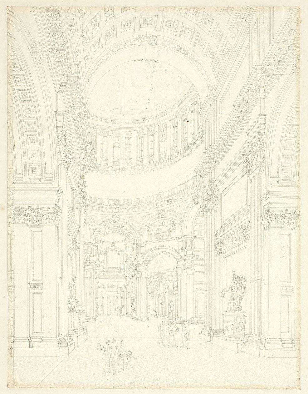 Studium dla katedry św. Pawła, z Mikrokosmosu Londynu autorstwa Augustus Charles Pugin
