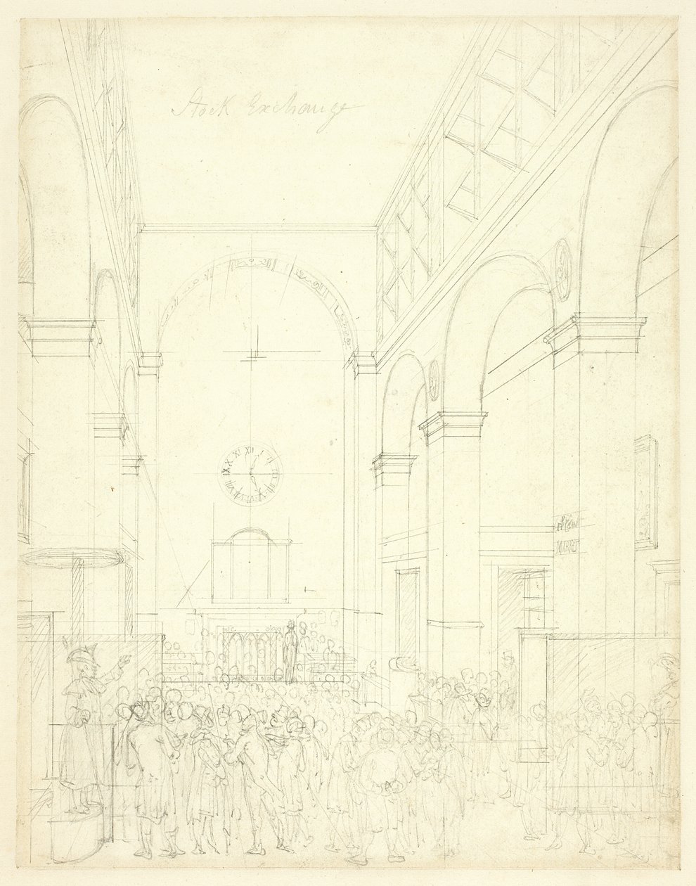 Studium dla giełdy, od Microcosm of London autorstwa Augustus Charles Pugin