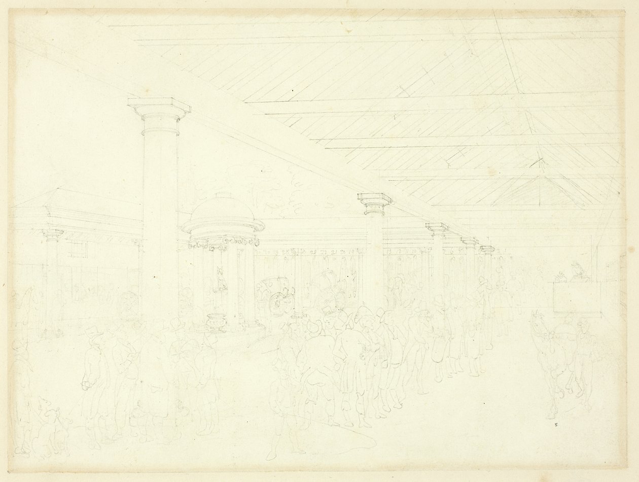 Studium dla Repozytorium Tattersalla, z Mikrokosmosu Londynu autorstwa Augustus Charles Pugin