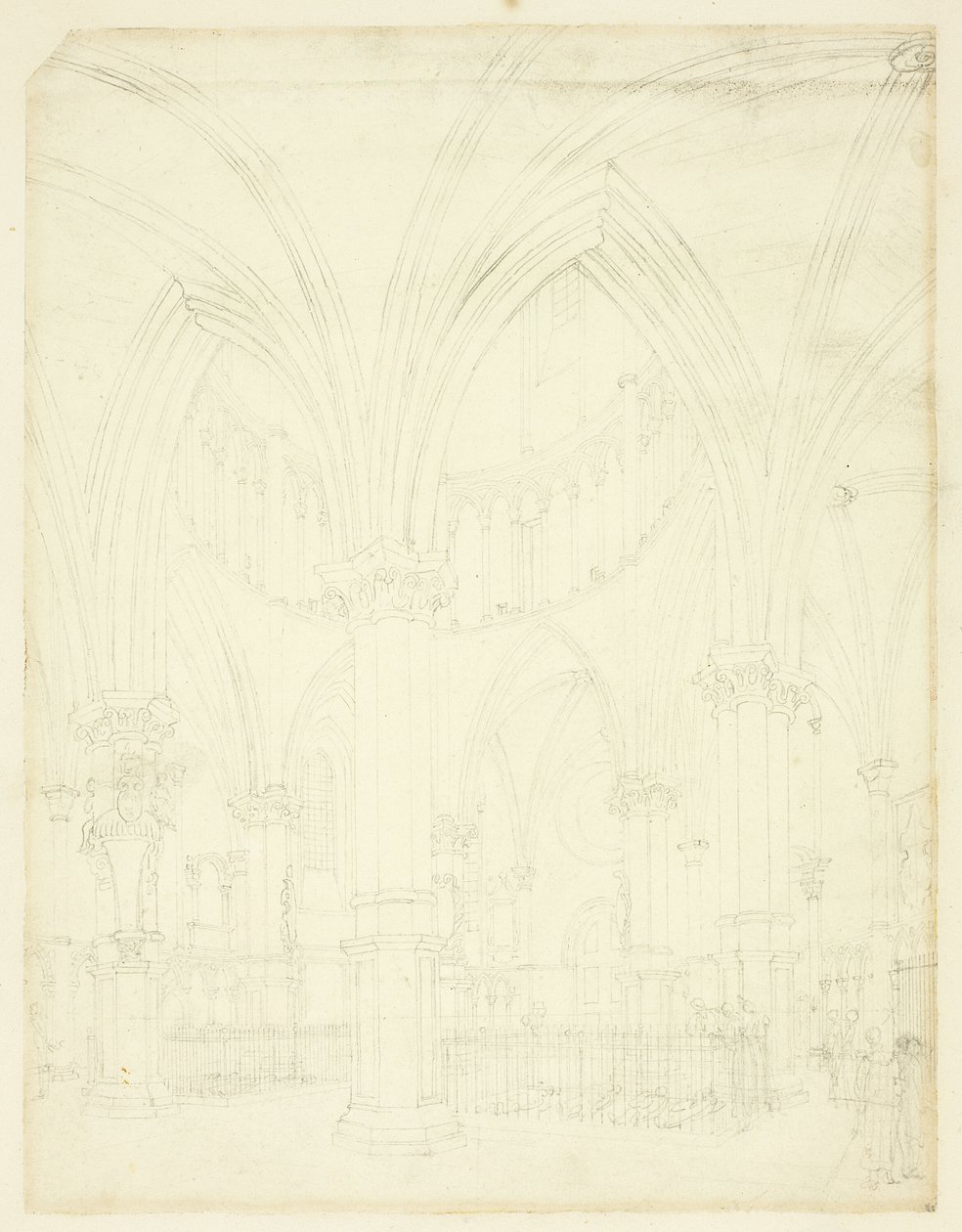 Studium dla Temple Church, z Microcosm of London autorstwa Augustus Charles Pugin
