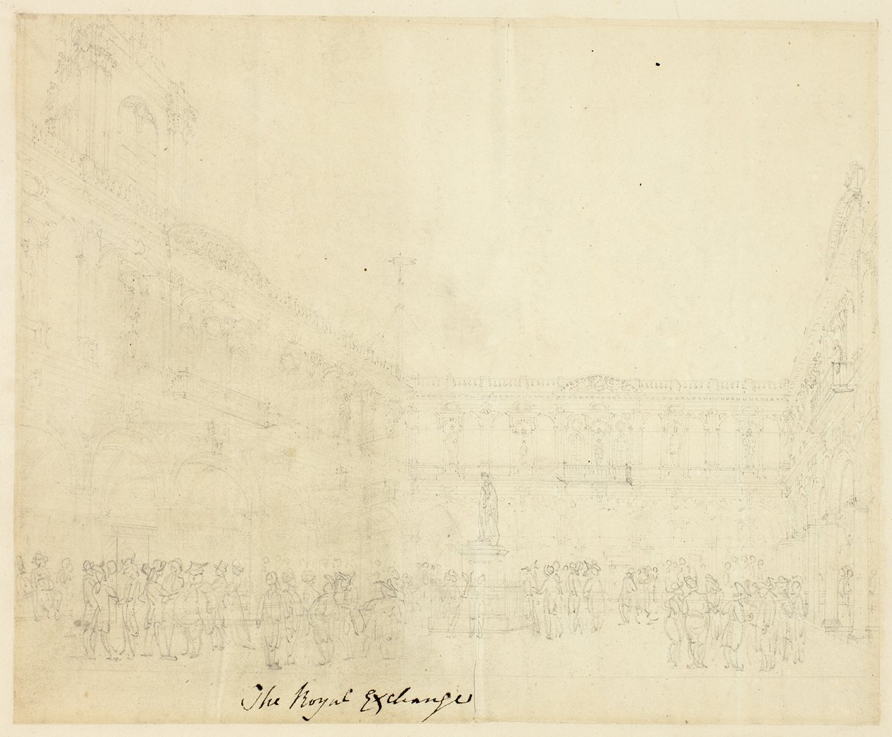Studia dla The Royal Exchange z Microcosm of London autorstwa Augustus Charles Pugin