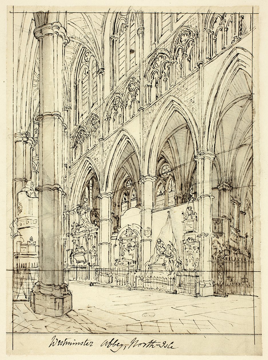 Studia dla Opactwa Westminsterskiego z Microcosm of London autorstwa Augustus Charles Pugin