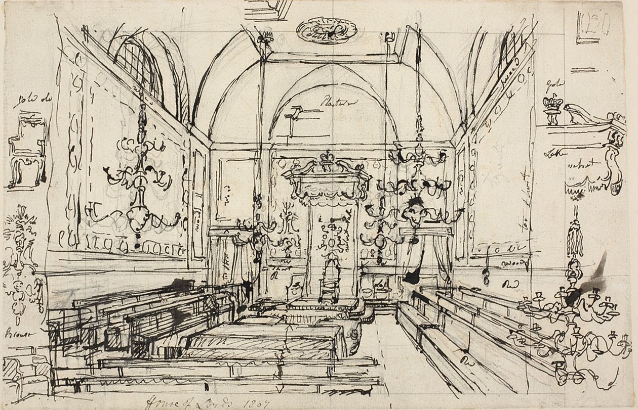Studium dla Izby Lordów autorstwa Augustus Charles Pugin