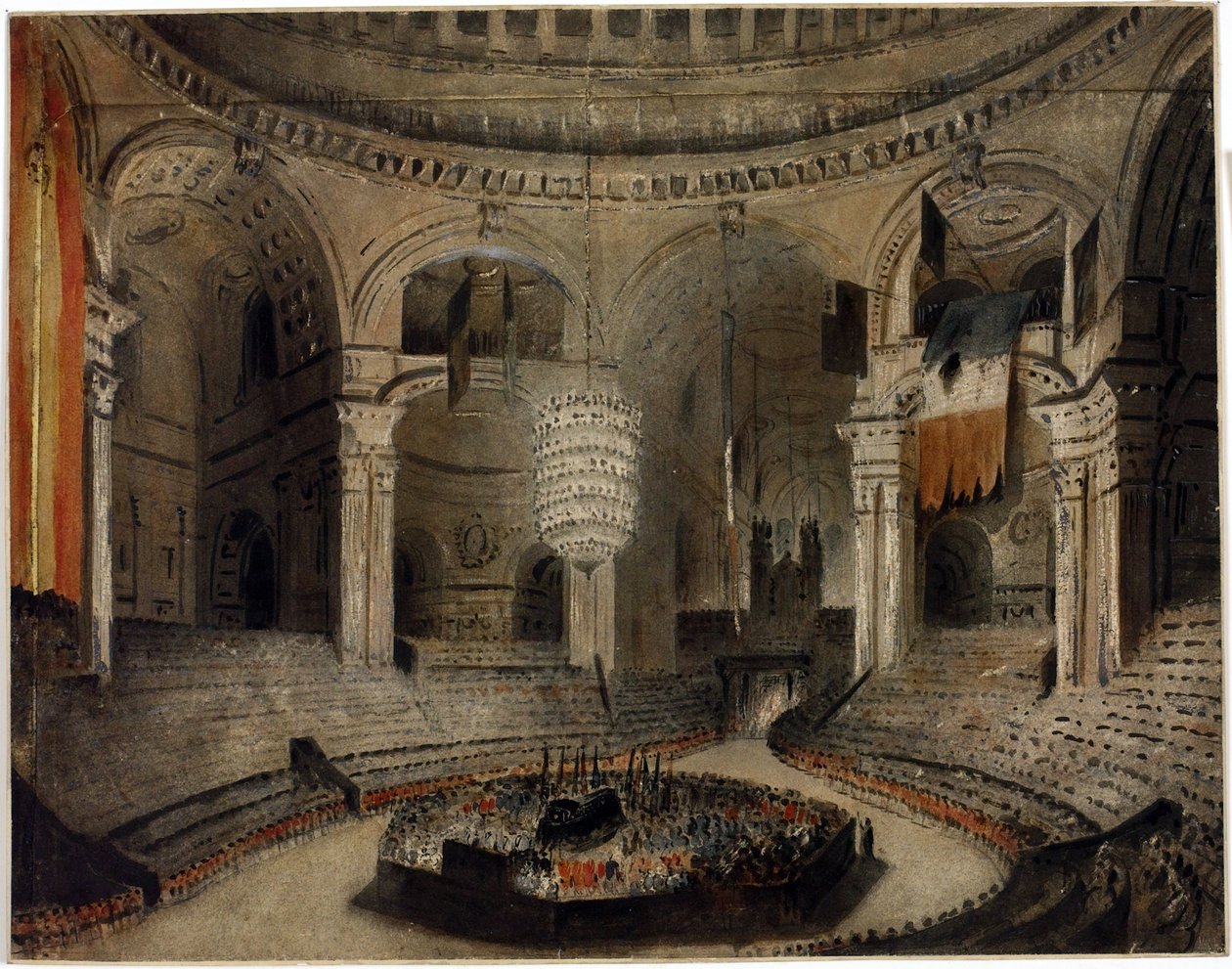 Pochówek lorda Horatio Nelsona (1758-1805), w kościele św. Pawła (Londyn, Anglia), 9 stycznia autorstwa Augustus Charles Pugin