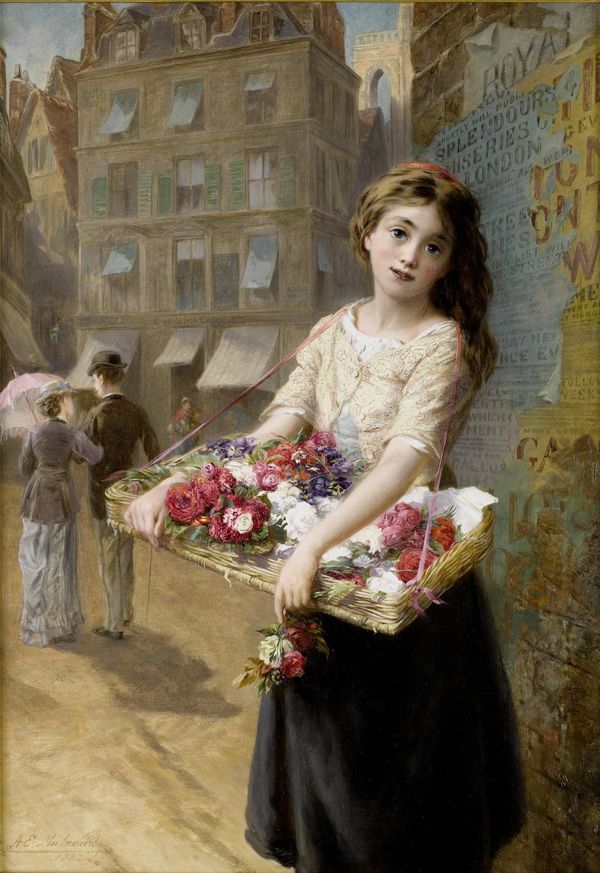 Uliczny sprzedawca kwiatów autorstwa Augustus Edwin Mulready