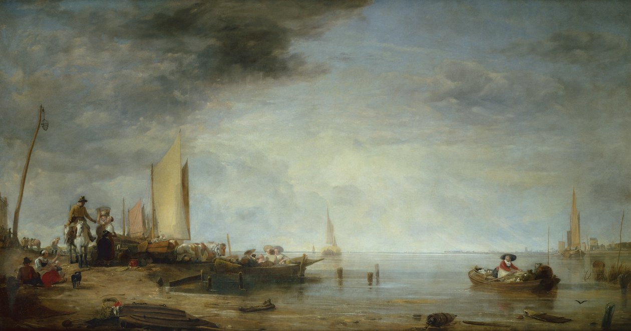 Holenderskie Łodzie Targowe, Rotterdam (olej na płótnie) autorstwa Augustus Wall Callcott