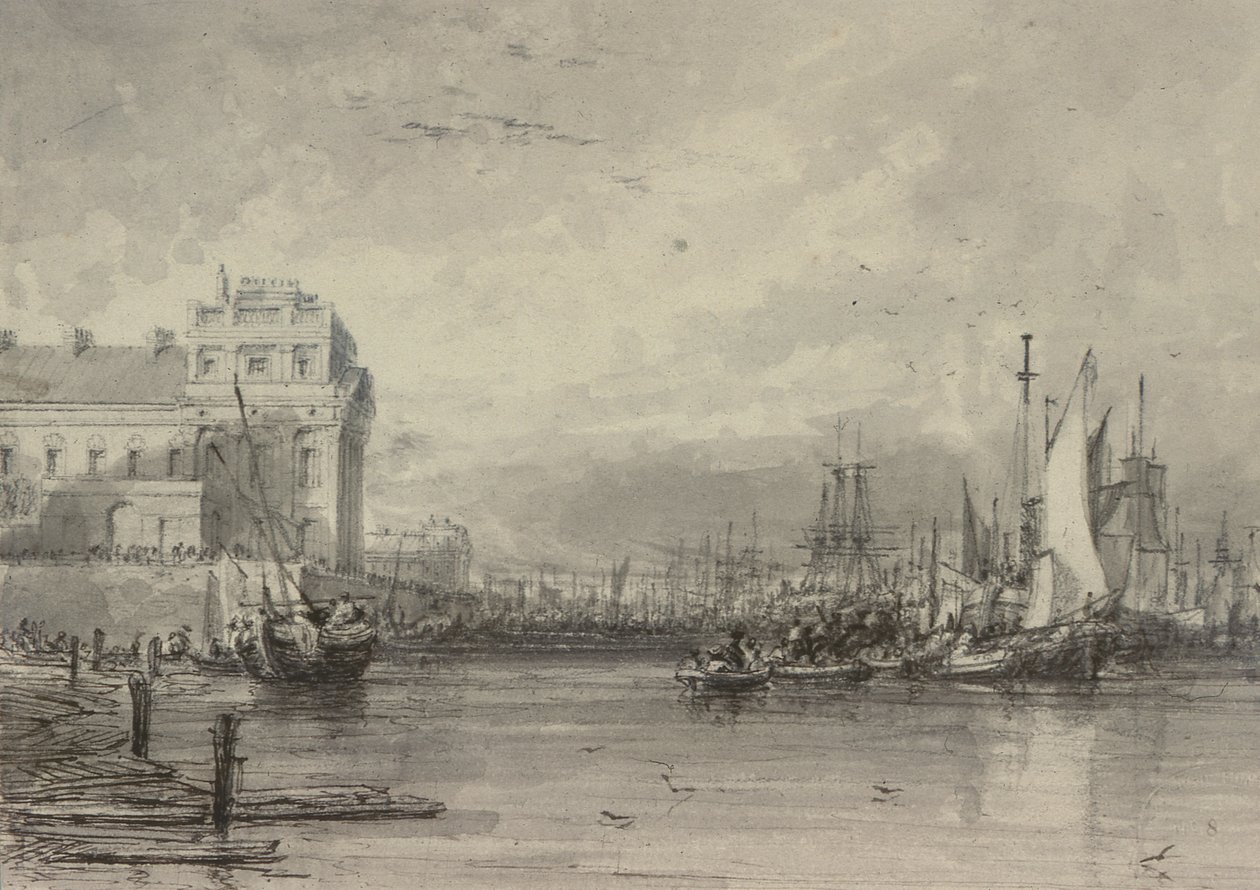 Szpital w Greenwich (rysunek) autorstwa Augustus Wall Callcott
