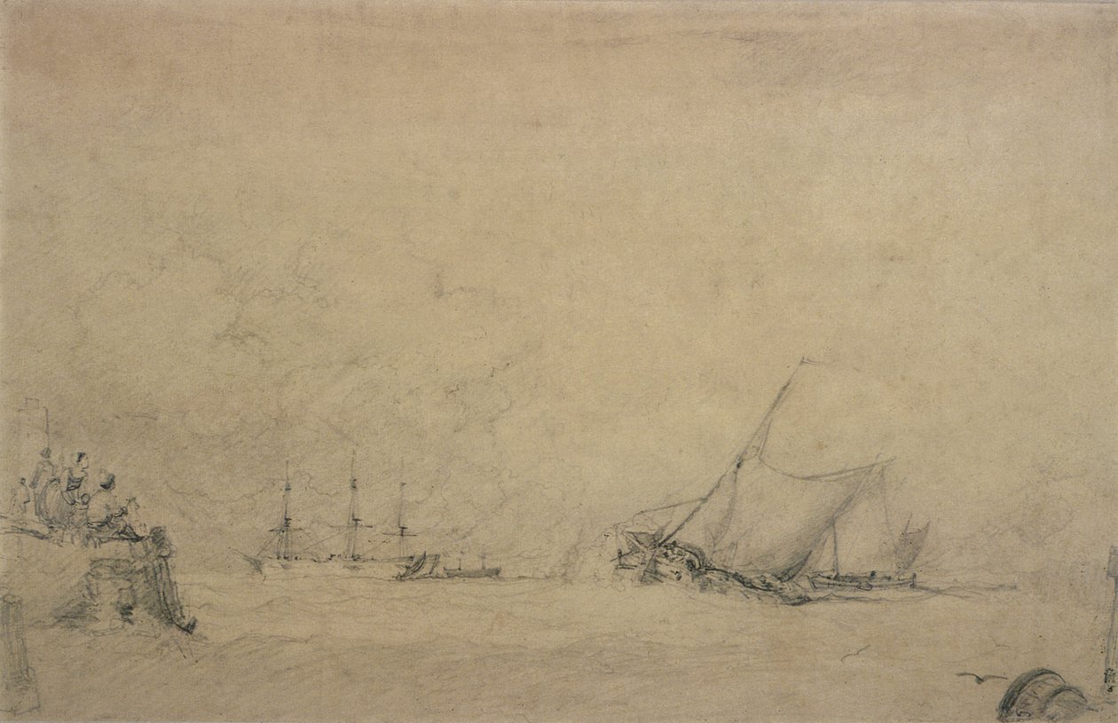 Lugger Making dla ujścia portu (rysunek) autorstwa Augustus Wall Callcott