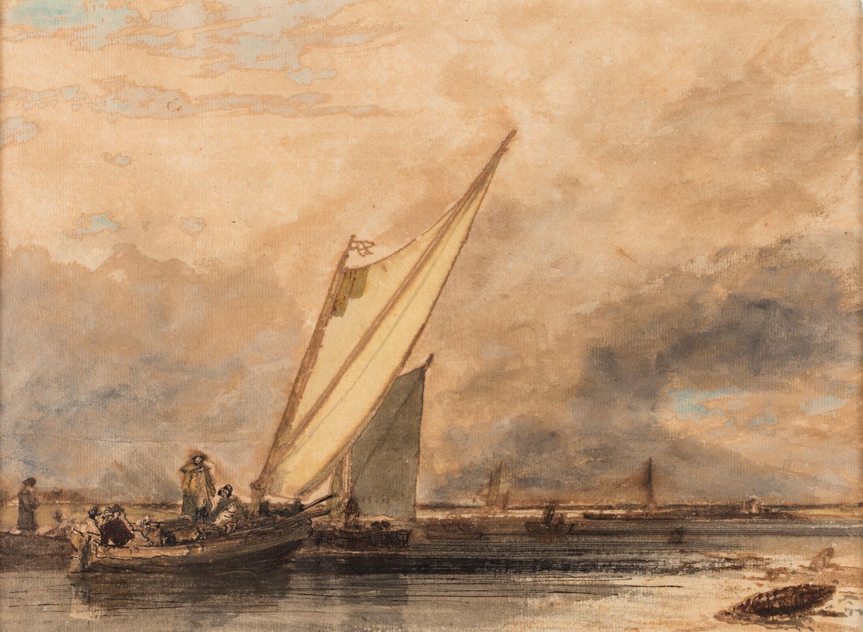 Na rzece Medway, data nieznana (akwarela na papierze) autorstwa Augustus Wall Callcott